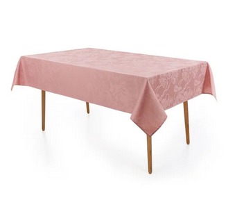 Toalha de Mesa Retangular Karsten Jacquard Sempre Limpa Lótus Rosa (Marsala) - Imagem 2